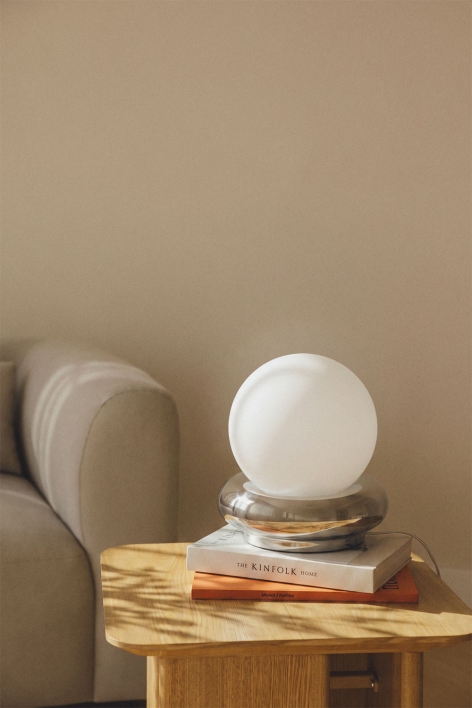 Lâmpada de mesa em cerâmica com bola de cristal Kryx - Cinza Cromado