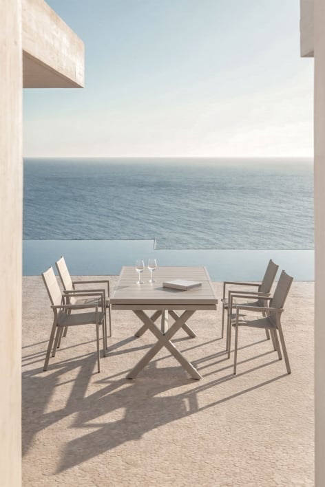 Rectangular extensible garden table in aluminum Karena - Moka Brown