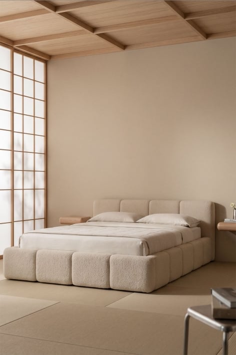 Cama com baú articulado estofada Jolcem
