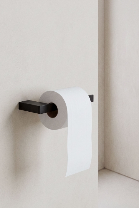 Porta-rolos de casa de banho em aço inoxidável preto mate Olvam