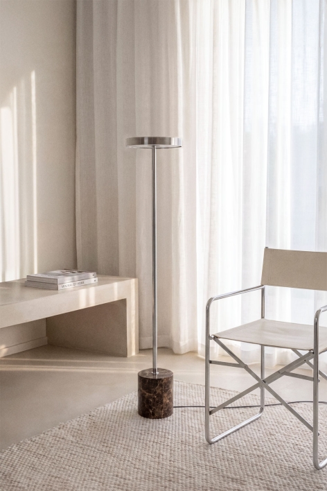 Lâmpada de pé LED em aço inoxidável e pedra natural Isasia