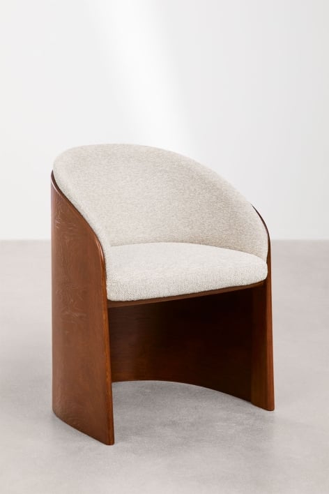 Pack de 2 poltronas em madeira de carvalho e bouclé Keluna
