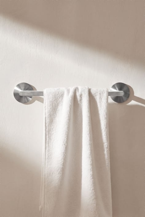 Toalheiro de parede adesivo com barra 30 cm para casa de banho em aço inoxidável cinzento escovado Caldrumi