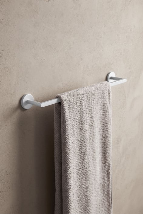 Toalheiro de parede adesivo com barra 60 cm para casa de banho em aço inoxidável branco Caldrumi