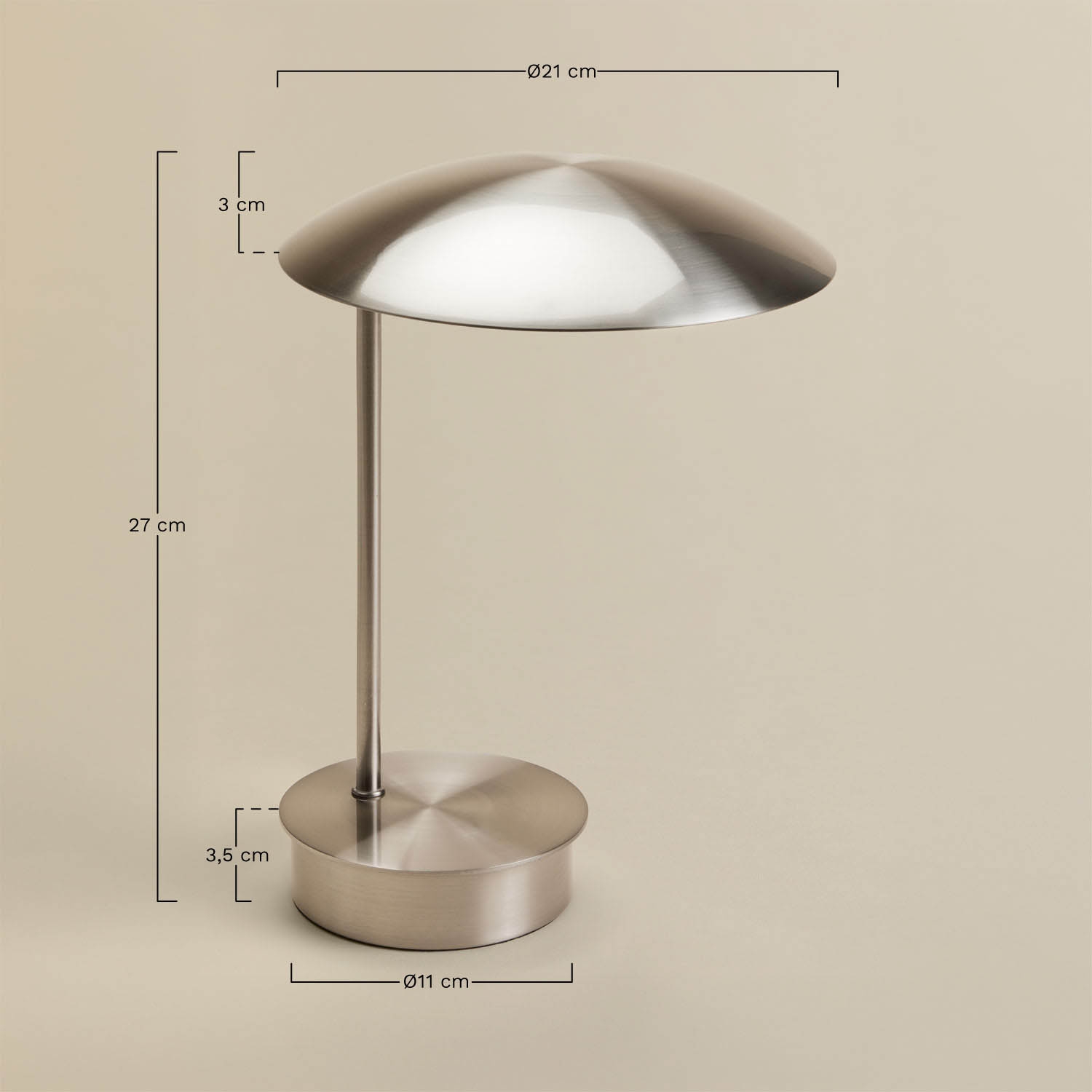 Lâmpada de mesa LED sem fios em ferro Prismela, Dimens&otilde;es