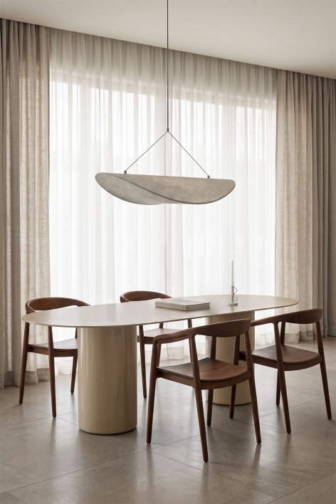Oval dining table 220x110 cm in tempered glass and MDF Asgri