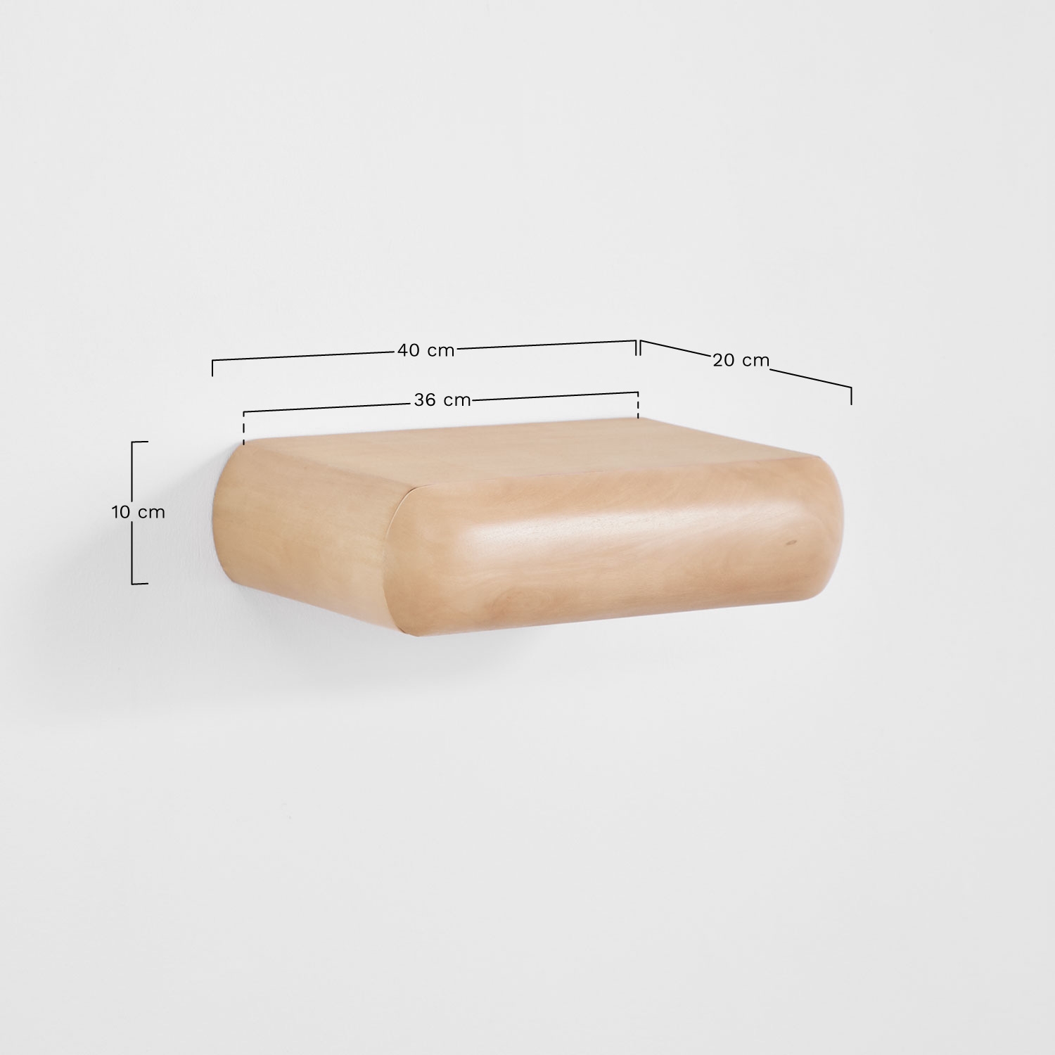 Conjunto de 2 prateleiras de parede em madeira Carmen, Dimens&otilde;es
