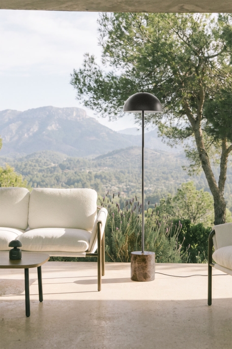 Lâmpada de pé LED para exterior em aço inoxidável e pedra natural Nicolas