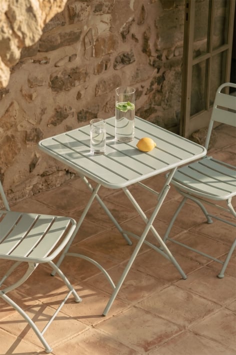Mesa de jardim quadrada 60x60 cm dobrável em aço Janti - Iceberg