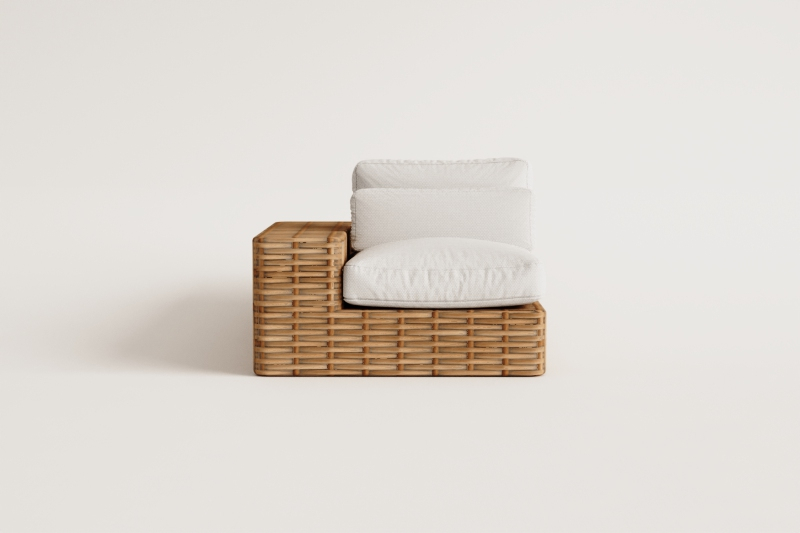 Módulo de canto esquerdo para sofá modular de jardim em rattan Milu Style