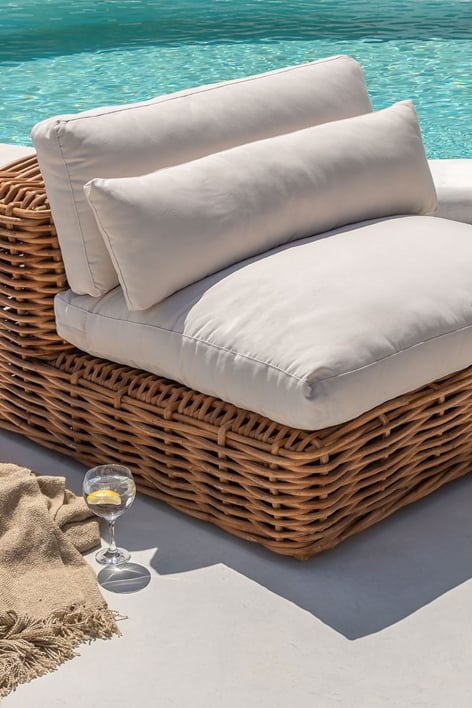 Módulo central para sofá modular de jardim em rattan Milu Style