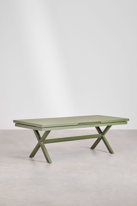Rectangular extensible dining table in aluminum Karena - Verde Azeitona Intenso