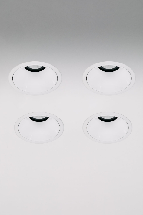 Pack de 4 downlights LED embutidos com molduras redondas Ø8 cm em alumínio Orelva