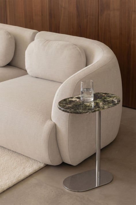 Mesa auxiliar oval em aço inoxidável 45x25 cm Lumair