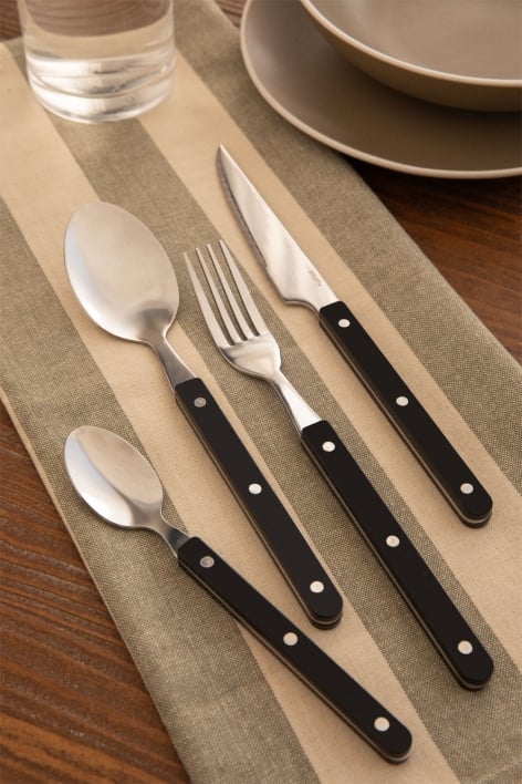 Conjunto de talheres de 16 peças em aço inoxidável Tirvola