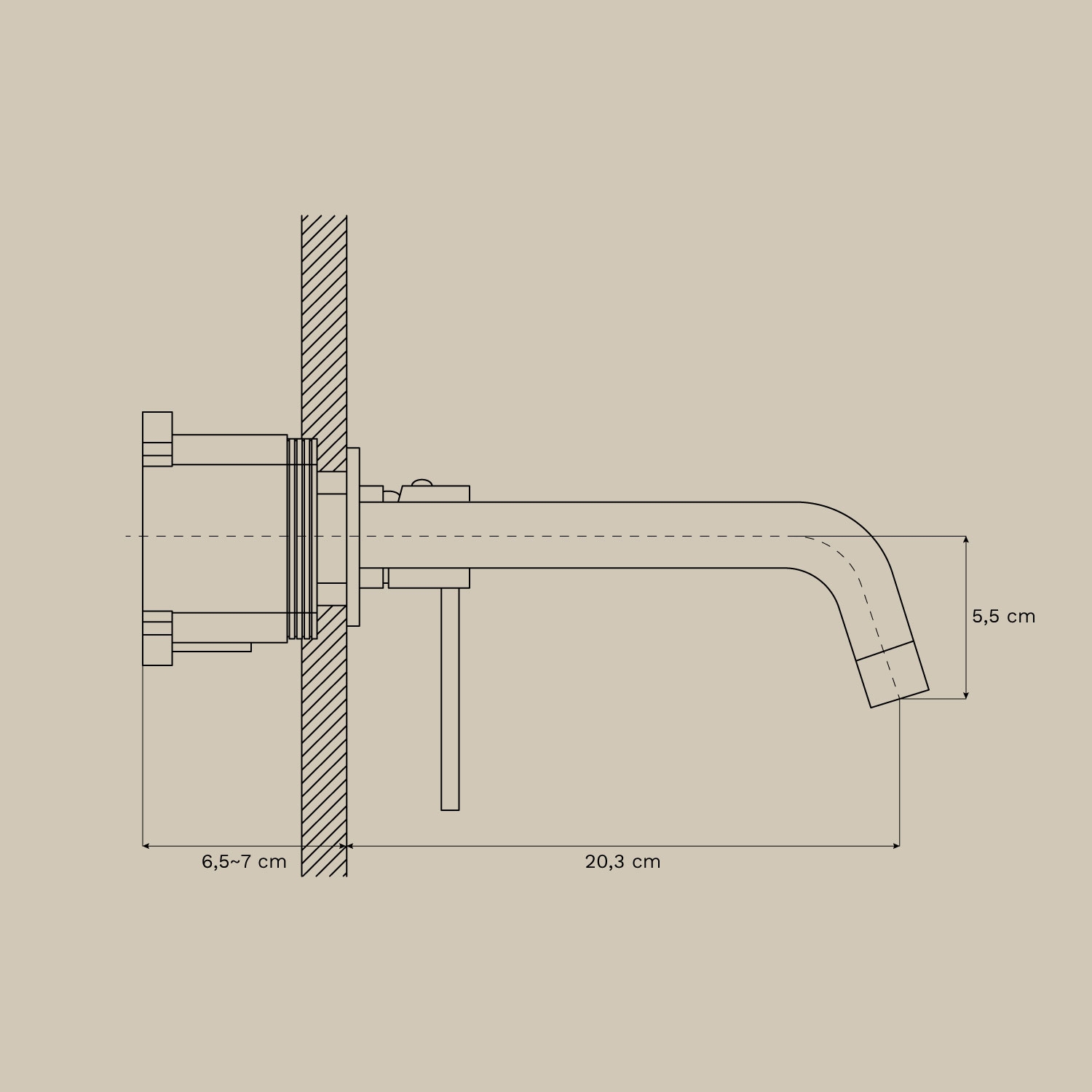 Conjunto de móvel de casa de banho dupla suspensa 130x45 cm em madeira de manga e pedra natural Kivalina, Dimens&otilde;es