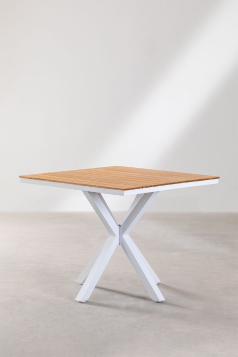 Mesa de jardim quadrada 90x90 cm em madeira de eucalipto e alumínio Archer