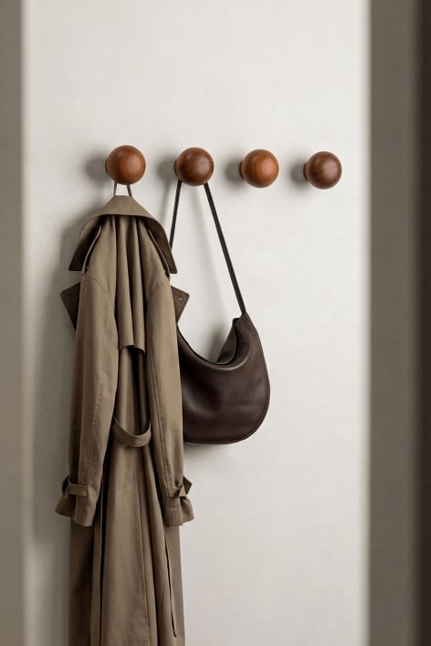 Pack de 4 cabides de parede em madeira Crel