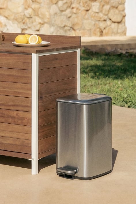 Lixeira com pedal para exterior em aço Sosuina