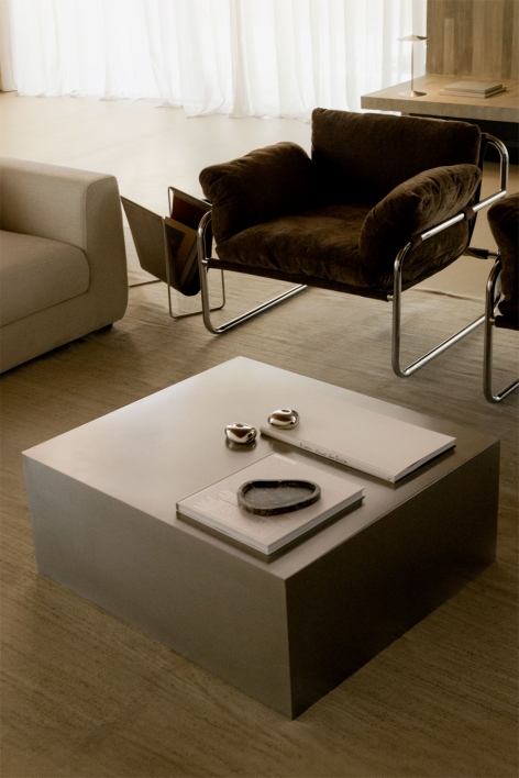 Mesa de centro retangular 100x70 cm em aço inoxidável Iuraima