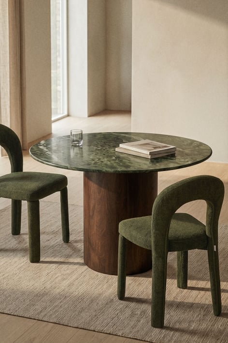 Mesa de jantar redonda Ø120 cm Luceida - Mármore Verde Forest