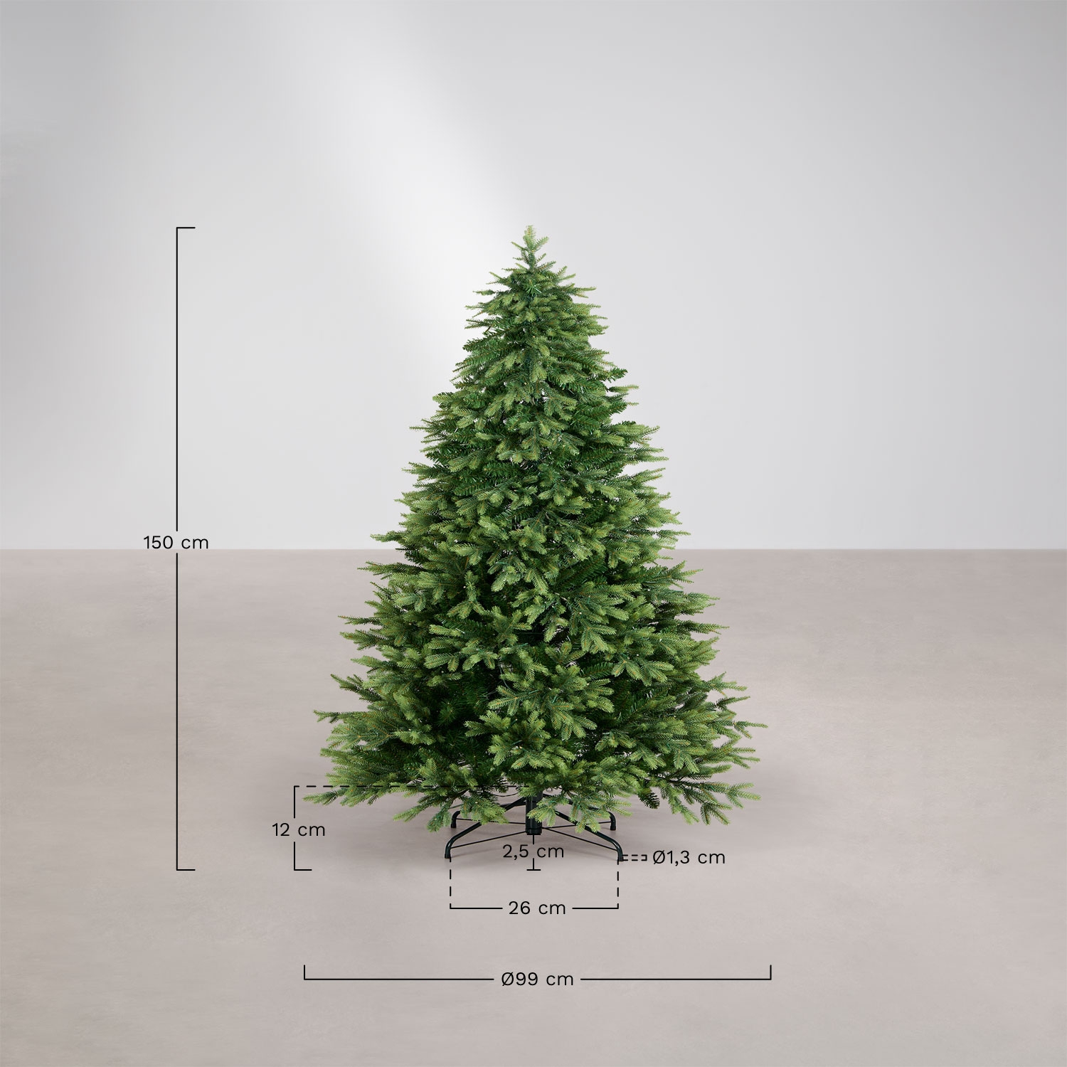 Árvore de Natal com luzes LED Nauri, Dimens&otilde;es