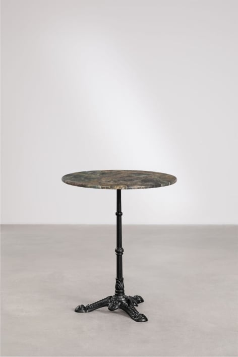 Mesa de bar redonda Ø60cm em pedra natural Azteca - Mármore Verde Forest - Preto