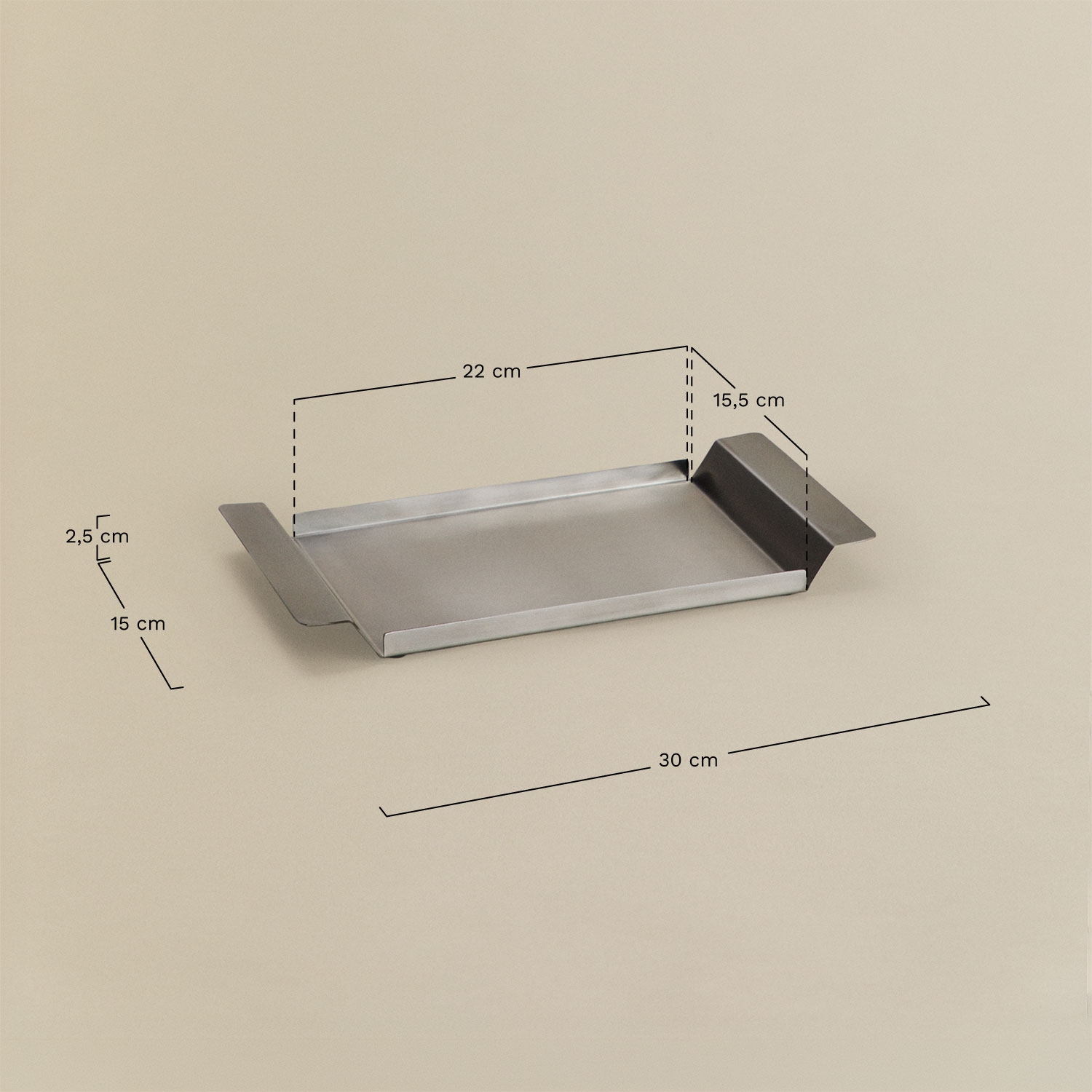 Conjunto de 2 tabuleiros decorativos em aço inoxidável Pigel, Dimens&otilde;es