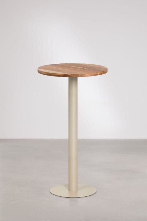 Mesa alta de bar redonda Ø60 cm em madeira de acácia Xiren - Madeira De Acácia - Bege Tapioca