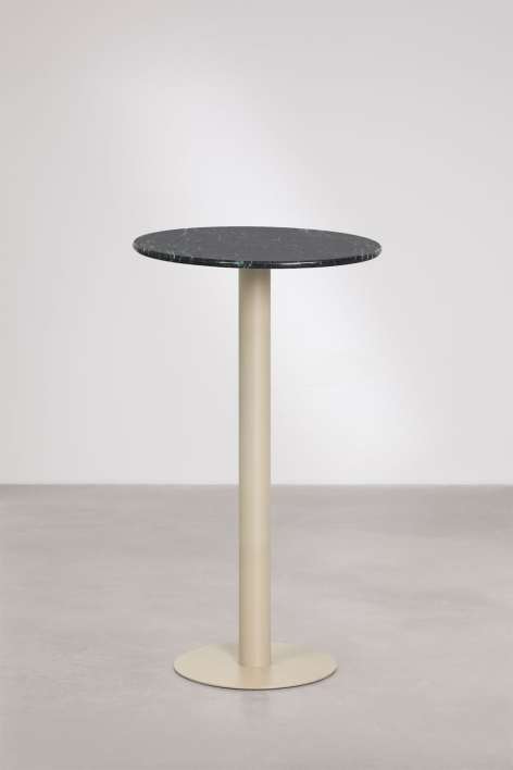 Mesa alta de bar redonda Ø60 cm em pedra natural Xiren - Mármore verde Big Flower