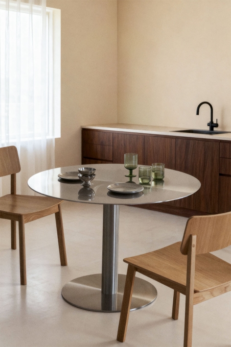 Mesa de jantar redonda em aço inoxidável Xiren