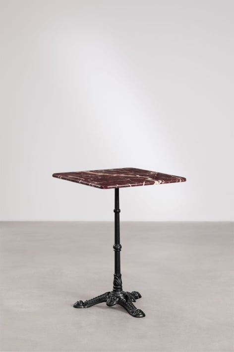 Mesa de bar quadrada em pedra natural Azteca - Mármore Vermelho Cherry Gold - Preto