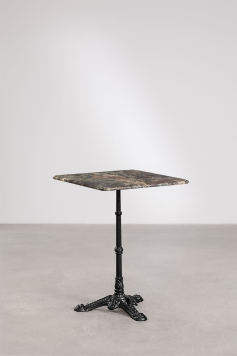 Mesa de bar quadrada em pedra natural Azteca - Mármore Verde Forest - Preto