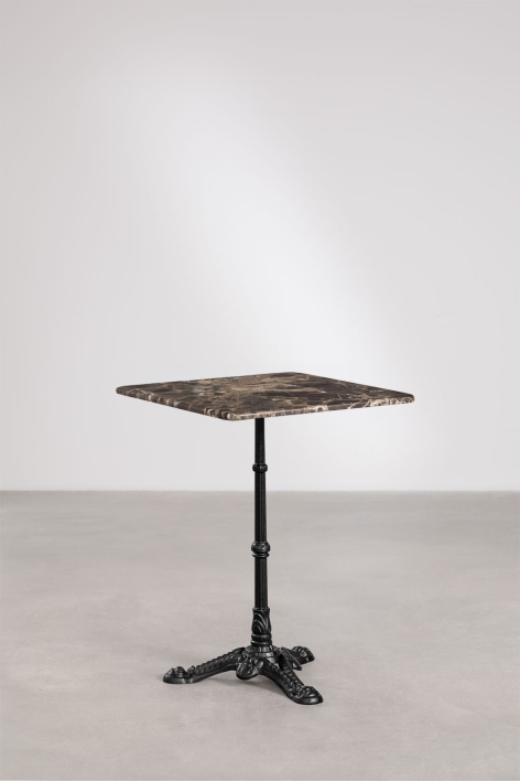 Mesa de bar quadrada em pedra natural Azteca - Mármore Castanho Emperador - Preto