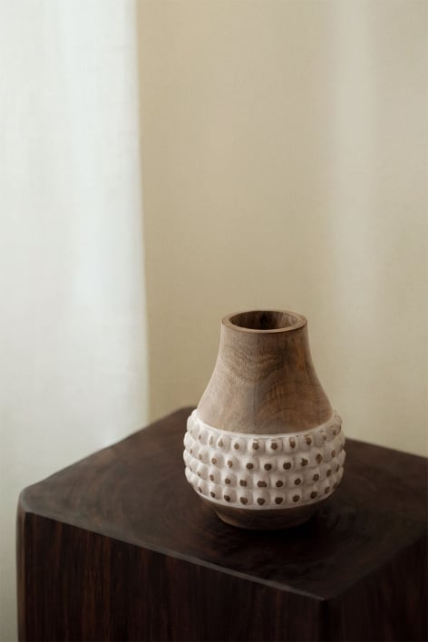 Jarro decorativo em madeira de manga Biala