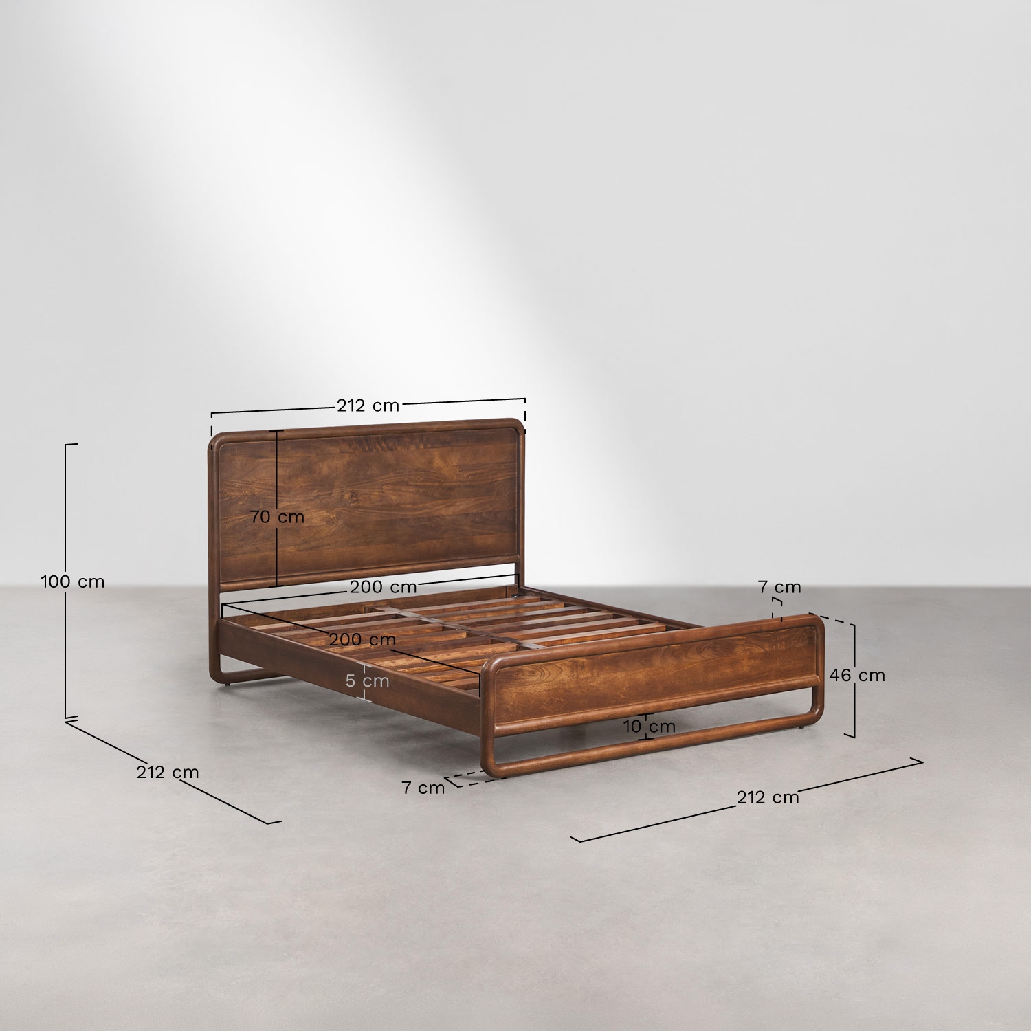 Cama em madeira de manga Maupaul, Dimens&otilde;es