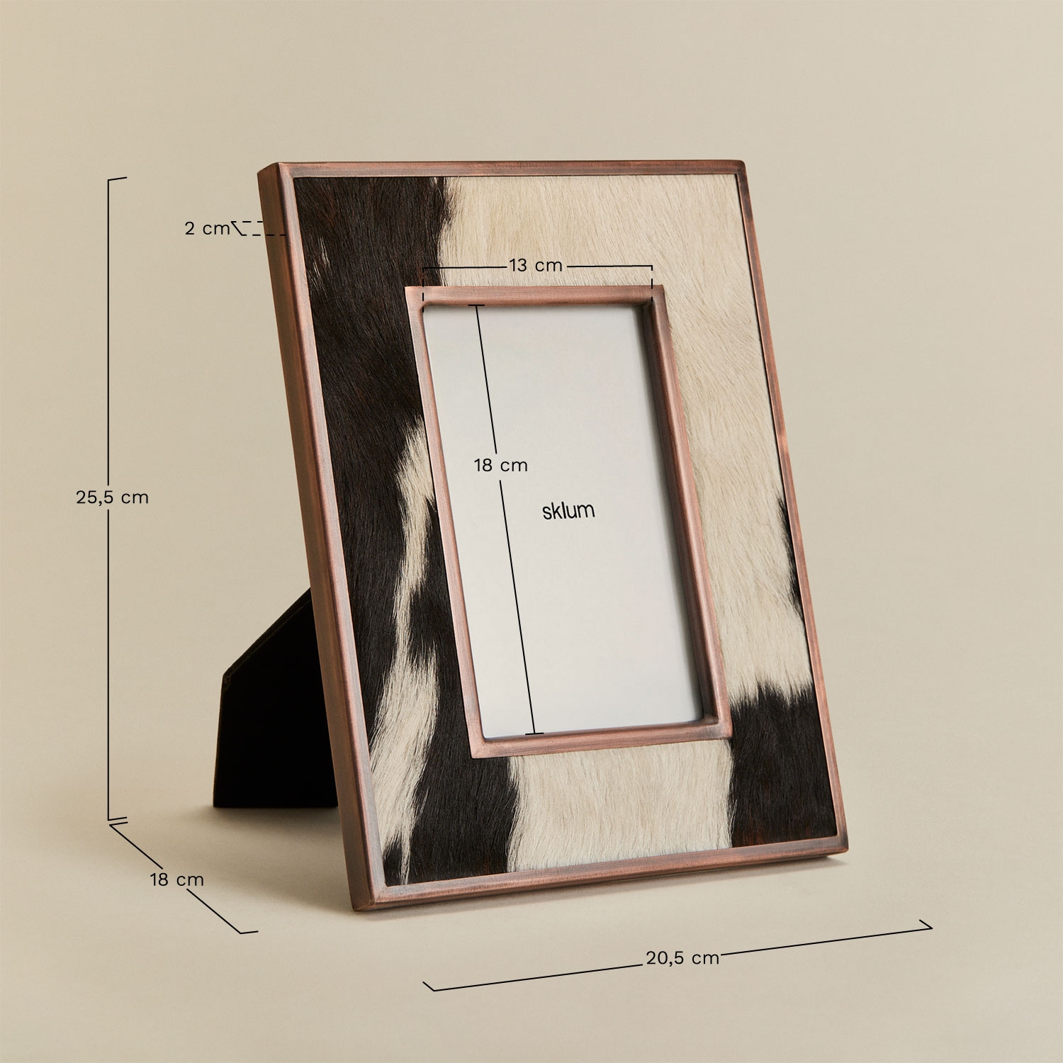 Moldura para fotos em pele e aço Braviont, Dimens&otilde;es