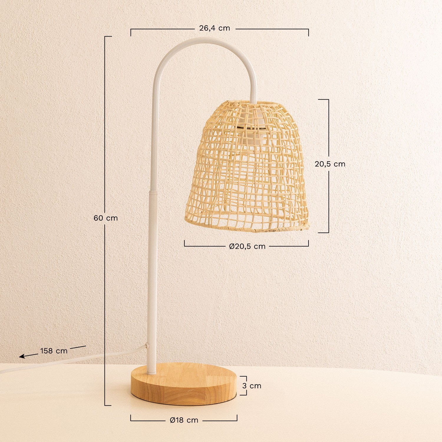Candeeiro de Mesa Gavia, Dimens&otilde;es