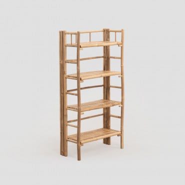 Estante De Bambu Iciar Com 4 Prateleiras Bambu - Sklum