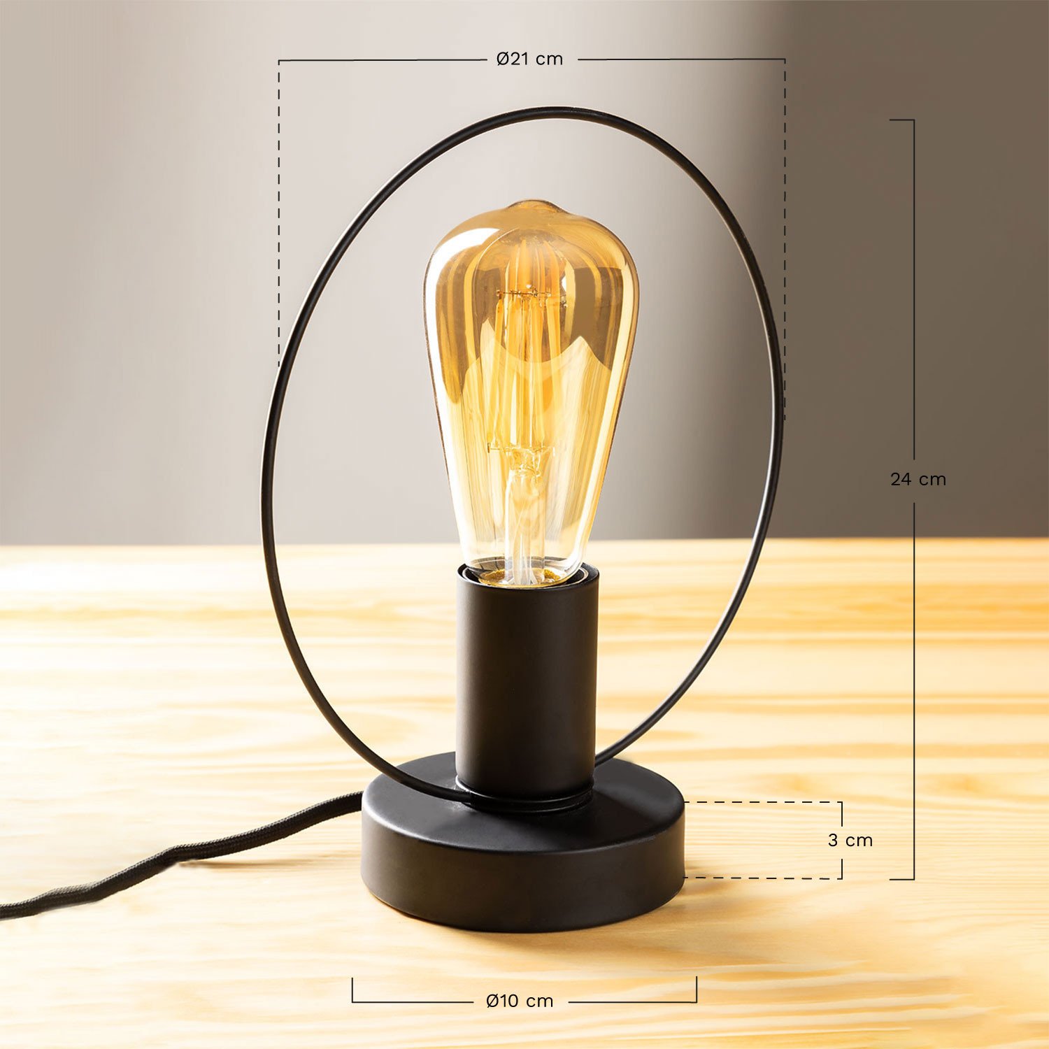 Candeeiro de Mesa Kurl, Dimens&otilde;es