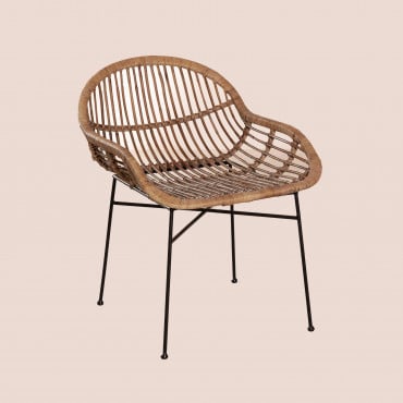 Cadeira De Jantar Em Rattan Nesse Madeira Escura - Sklum
