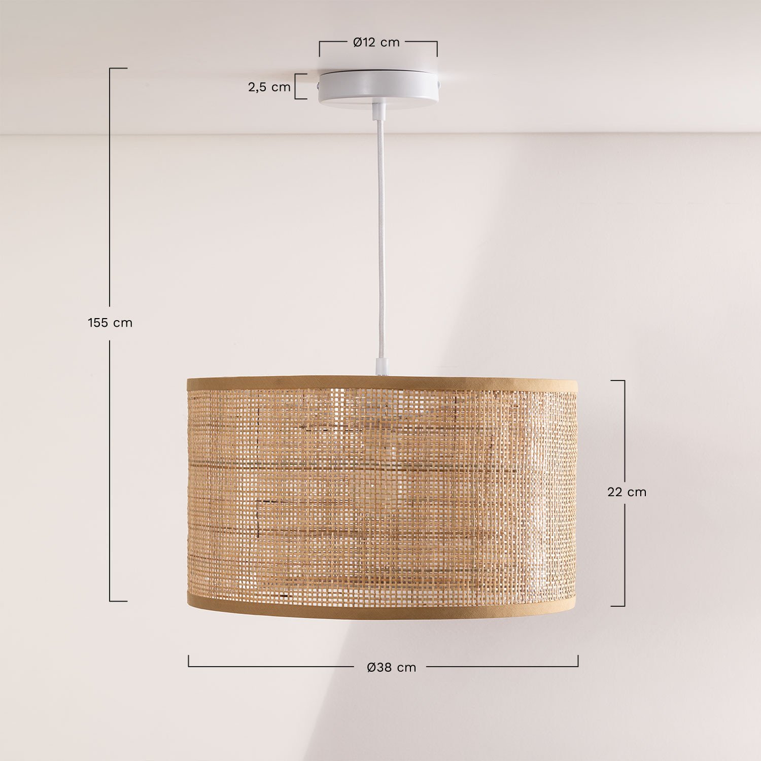 Candeeiro de Teto em Rattan Ytse , Dimensões