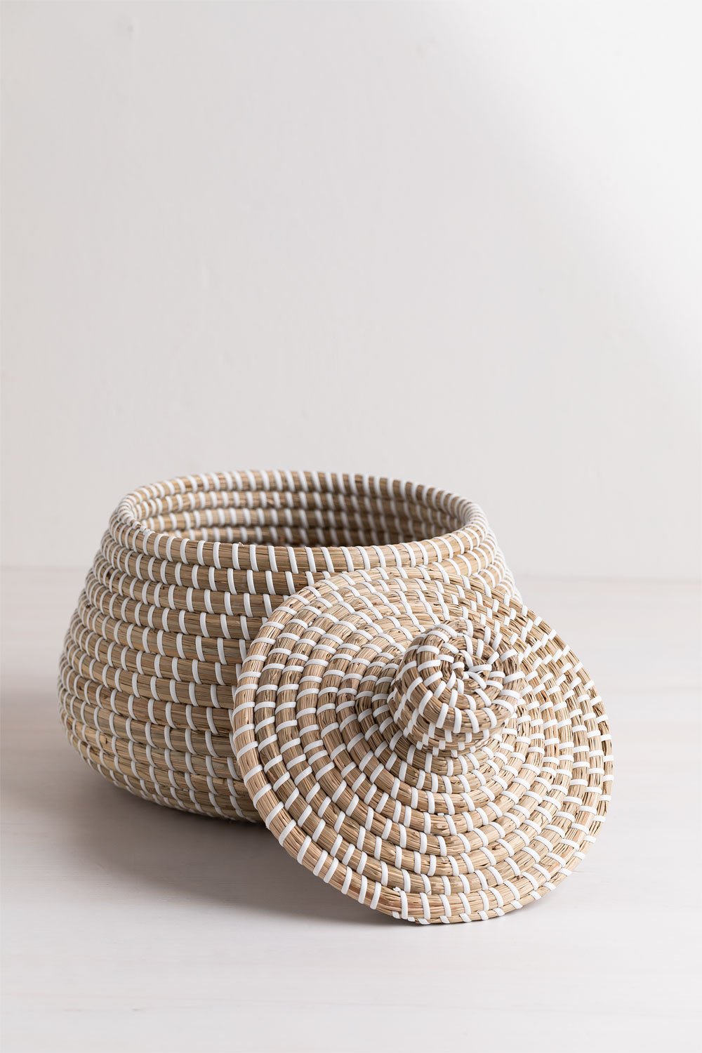 Cesto com tampa em seagrass Bazel, imagem de galeria 3