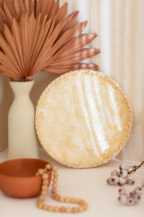 Bandeja decorativa redonda Ø30 cm em bambu Raimis