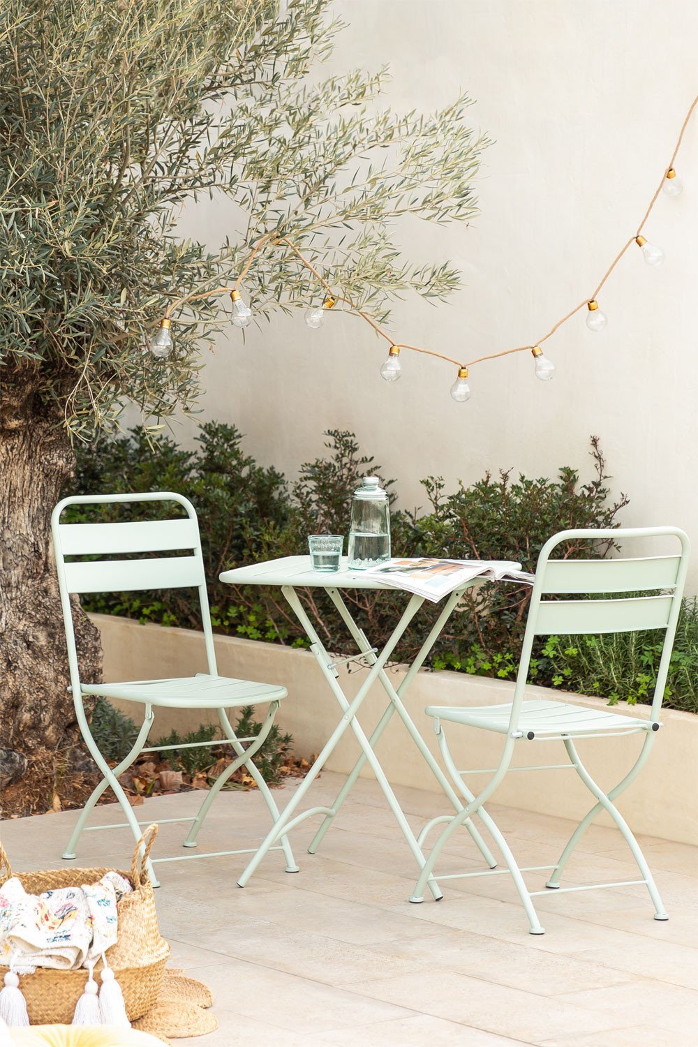 Conjunto de mesa dobrável Janti (60 x 60 cm) e 2 cadeiras de jardim dobráveis Janti, imagem de galeria 1