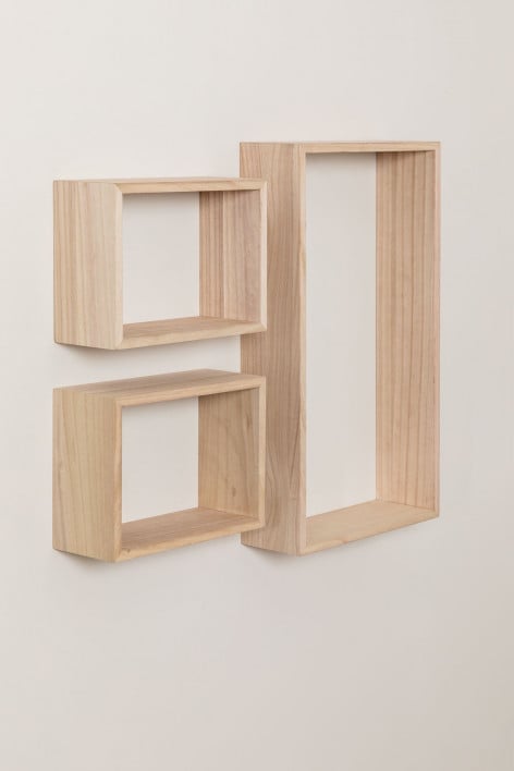 Conjunto de 3 Prateleiras de Parede de Madeira Ayale