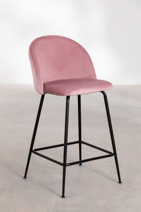 Banco alto 65 cm em veludo peónia e pés pretos Kana Design - Pêonia