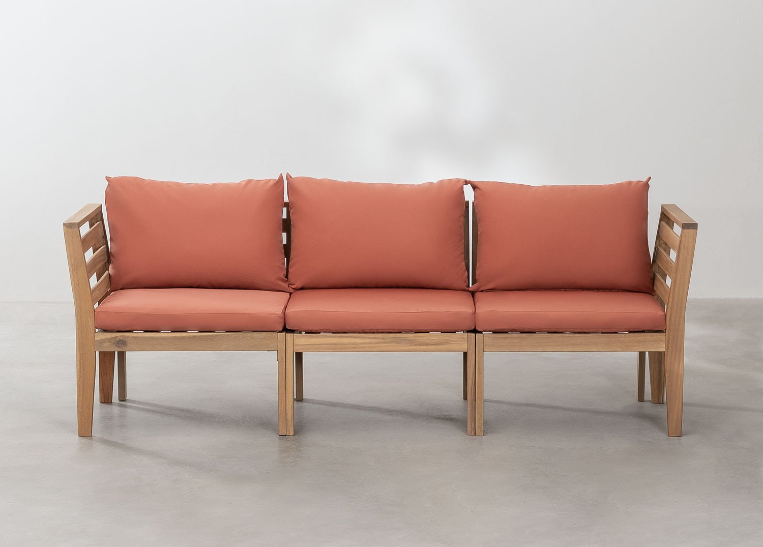 Sofá de jardim modular Filips de 3 peças com braços em madeira de acácia                 , imagem de galeria 2
