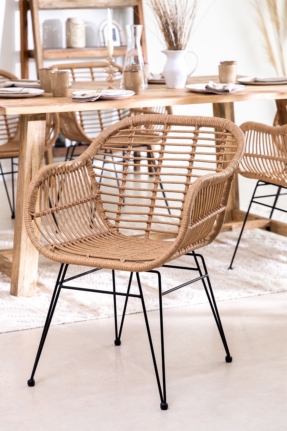 Cadeira de Jantar de rattan Sintético Zole, imagem de galeria 1