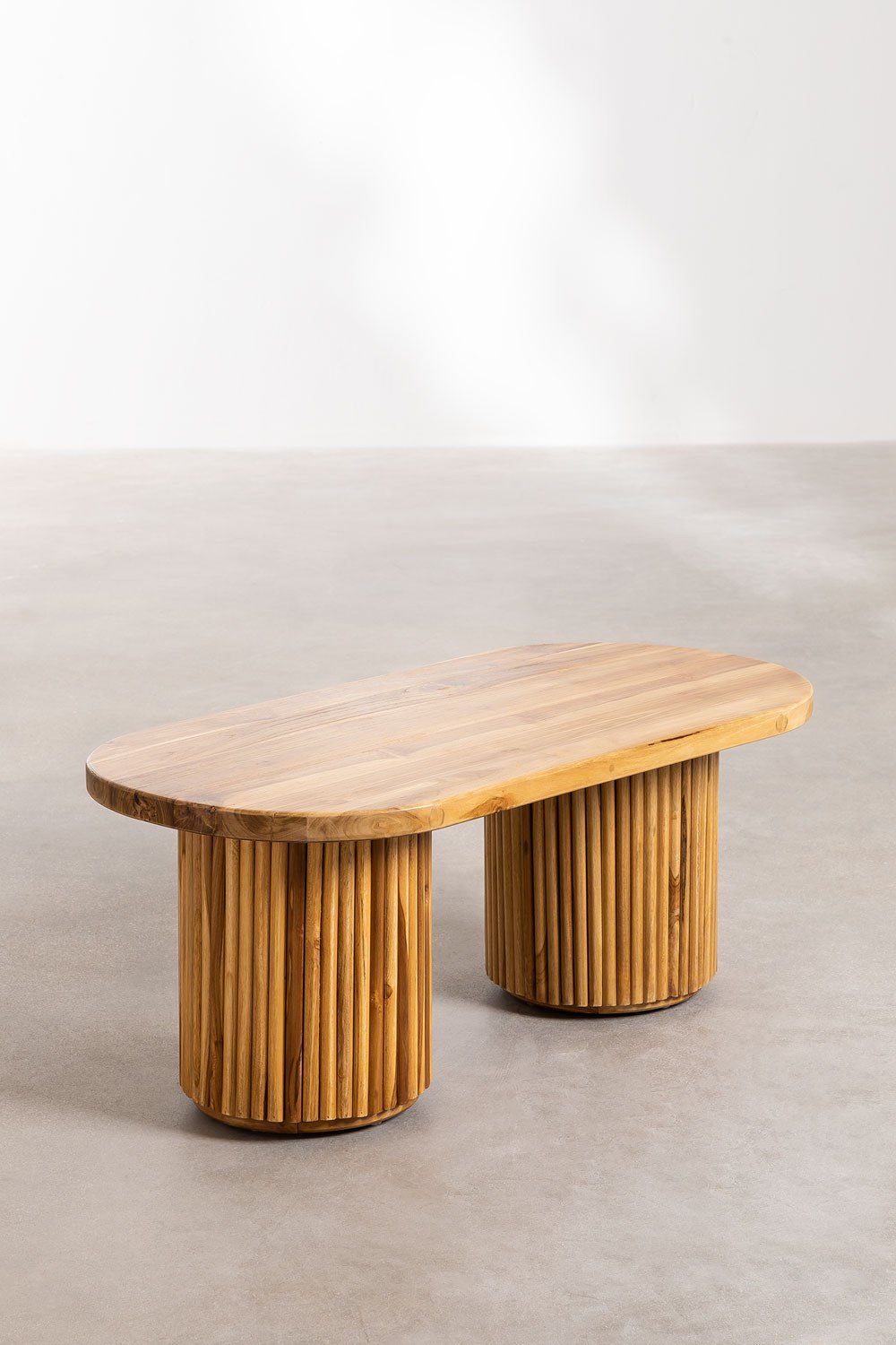 Mesa de centro oval de madeira de teca (100x50 cm) Randall, imagem de galeria 2